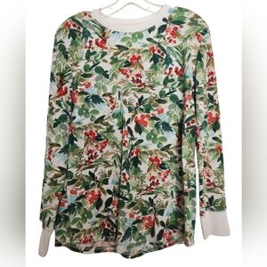 Stars Above Womens thermal waffle Print knit pajama Top SZ Medium